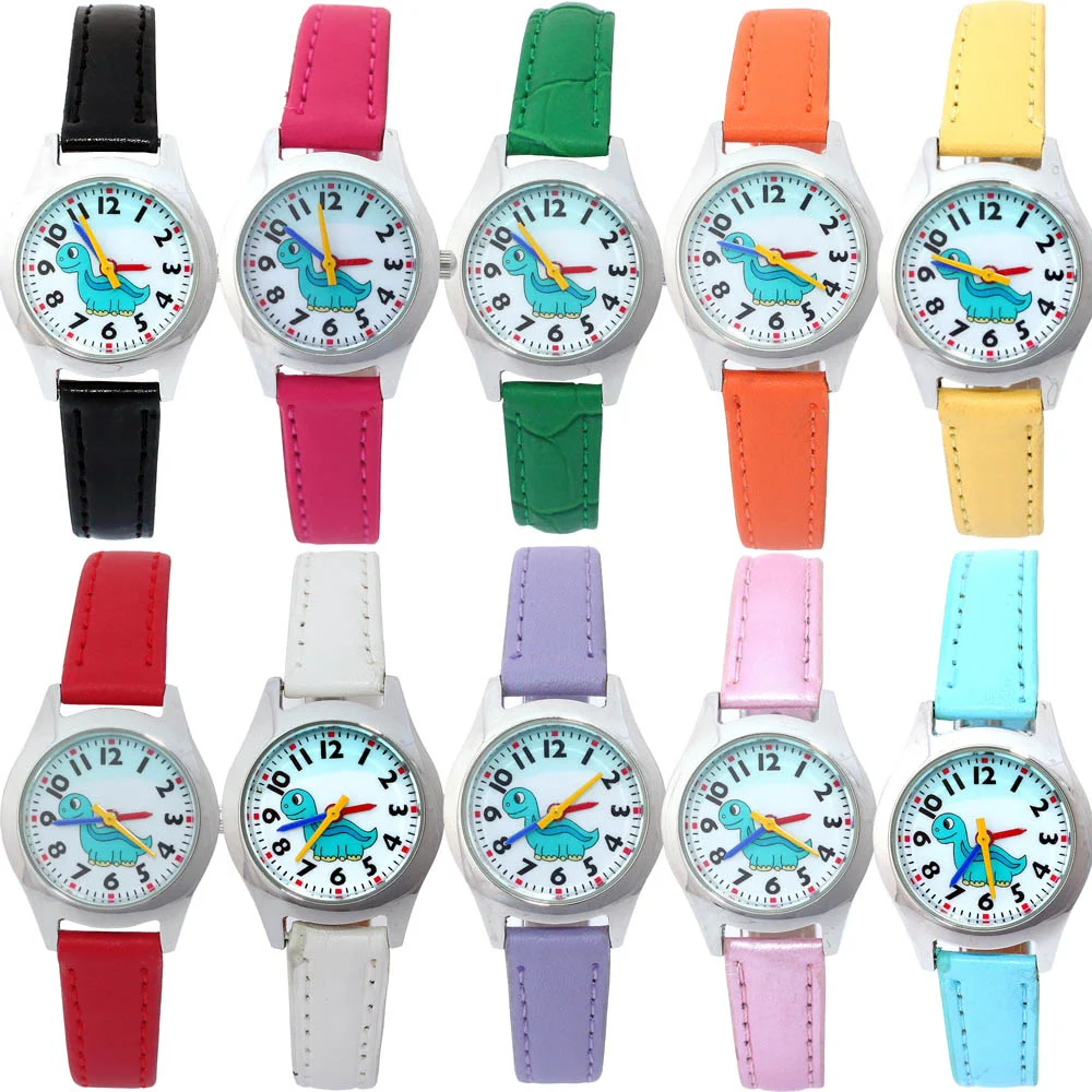 10pcs Mixed Bulk Cute Girl Boy Watch Kids Watches Dinosaur Leather