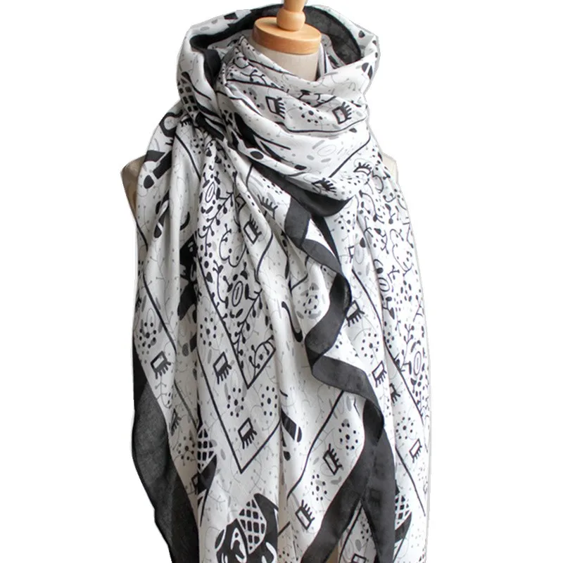 DOUBLA 2017 Fashion Womens Cute Elephants Printed Double Sided Spring Scarves Ladies Girls Cotton Shawl Ethnic Style Wraps 3 DOUBLA 2017 Fashion Womens Cute Elephants Printed Double Sided Spring Scarves Ladies Girls Cotton Shawl Ethnic Style Wraps 3