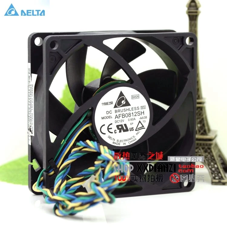 Для delta 8025 12V 0.6A AFB0812SH 8 см 4 проводный вентилятор для контроля температуры