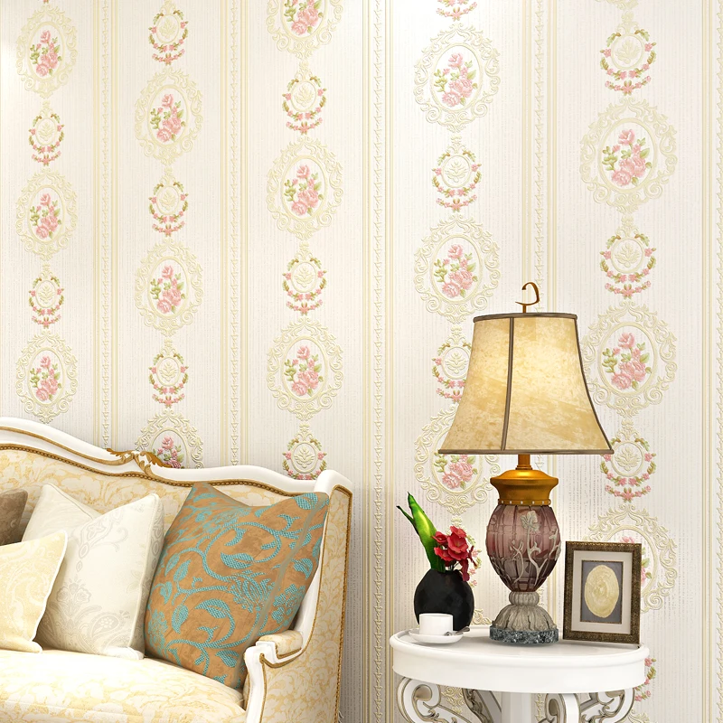 beibehang High end wallpaper luxury European garden vertical non woven