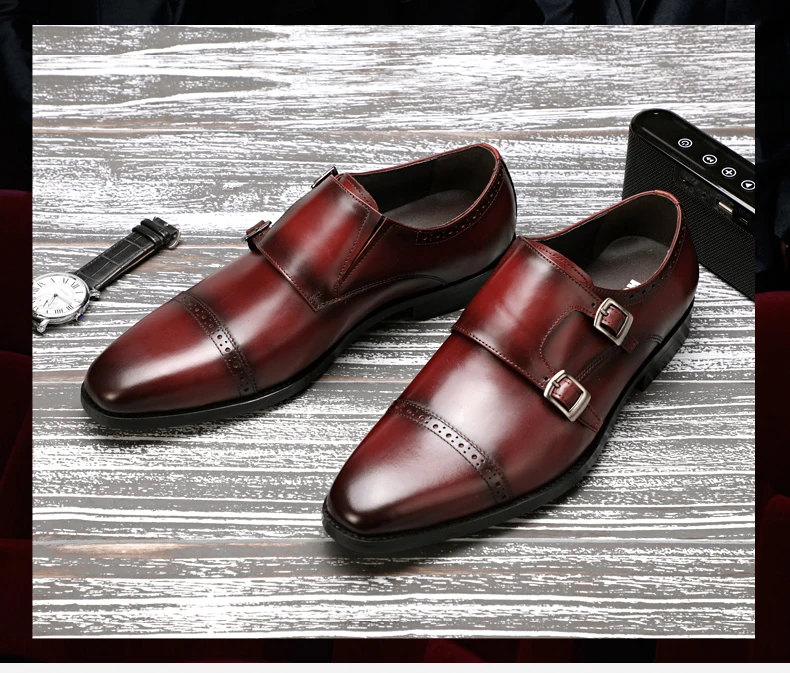Men's Casual Shoes Mens Genuine Leather Oxfords Shoes Real Leather Shoes Men Leather Shoes Men Loafers Slip monk strap loafers   (1)