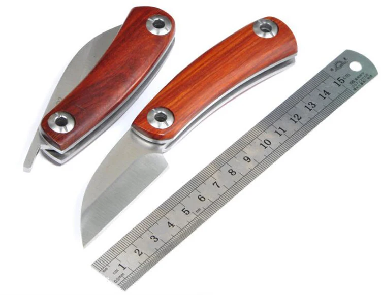 LLxxmm D2 Blade Wood Handle Razor Pocket Knife Mini Portable Folding Hunting Survival Fruit cutter navaja | Инструменты