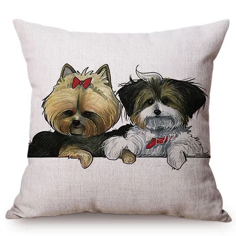 Pet Dog Animals Funny Style Cushion Cover Dachshund Schnauzer Dog Children Like Cotton Linen Sofa Decorative Throw Pillow Case M110-7