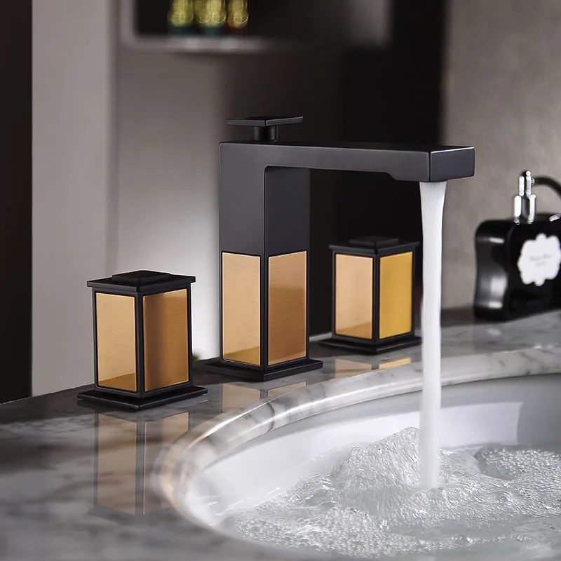 تصميم الفاخرة 3 قطع النحاس حوض الحمام الحنفية ثلاثة حفرة الغرور صنبور خلاط صنبور صنابير المياه الباردة الساخنة الصينية أسلوب