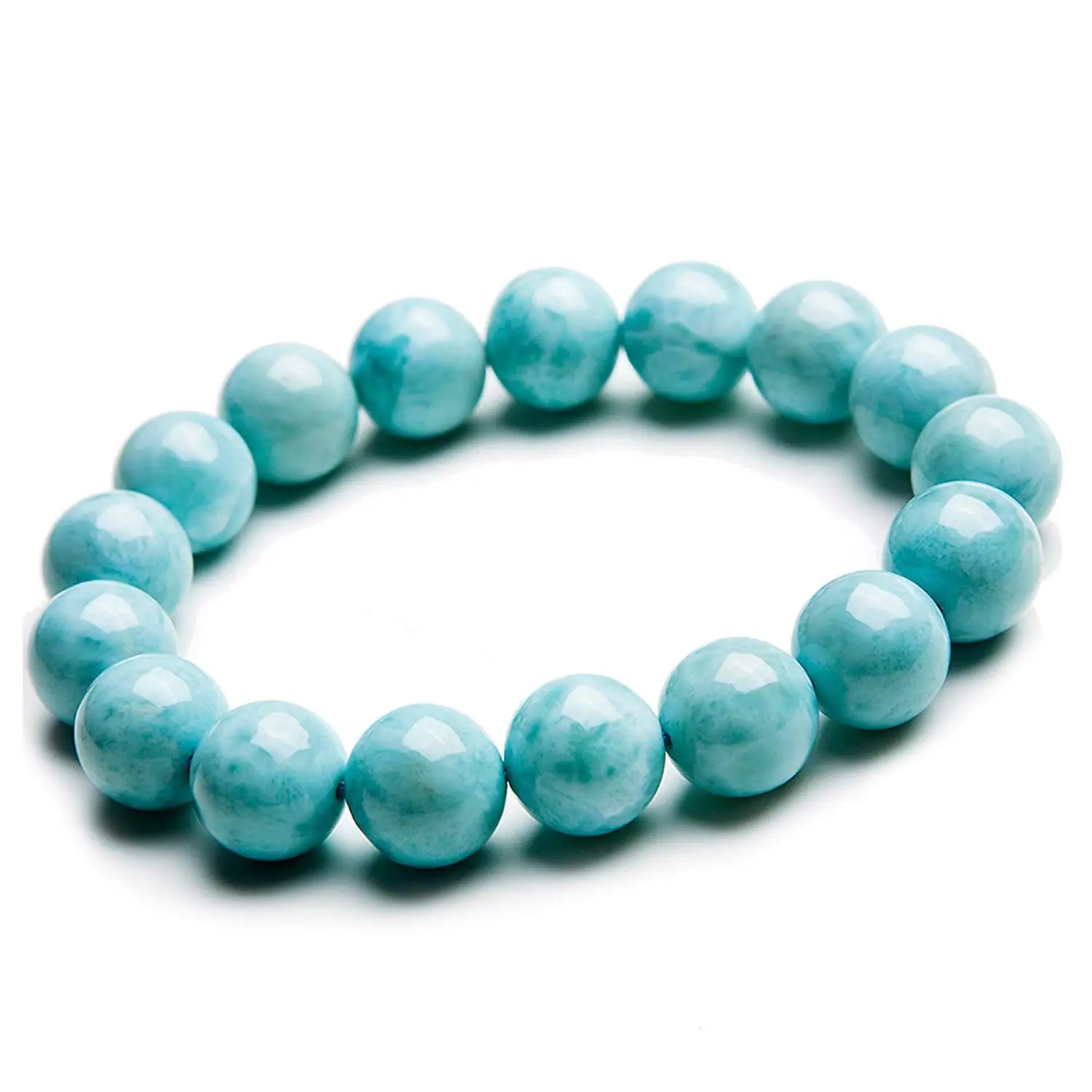 

12mm Natural Larimar Stone Bracelets Men Women Gift Water Pattern Crystal Jewelry Blue Gemstone Round Beads Bracelet AAAA