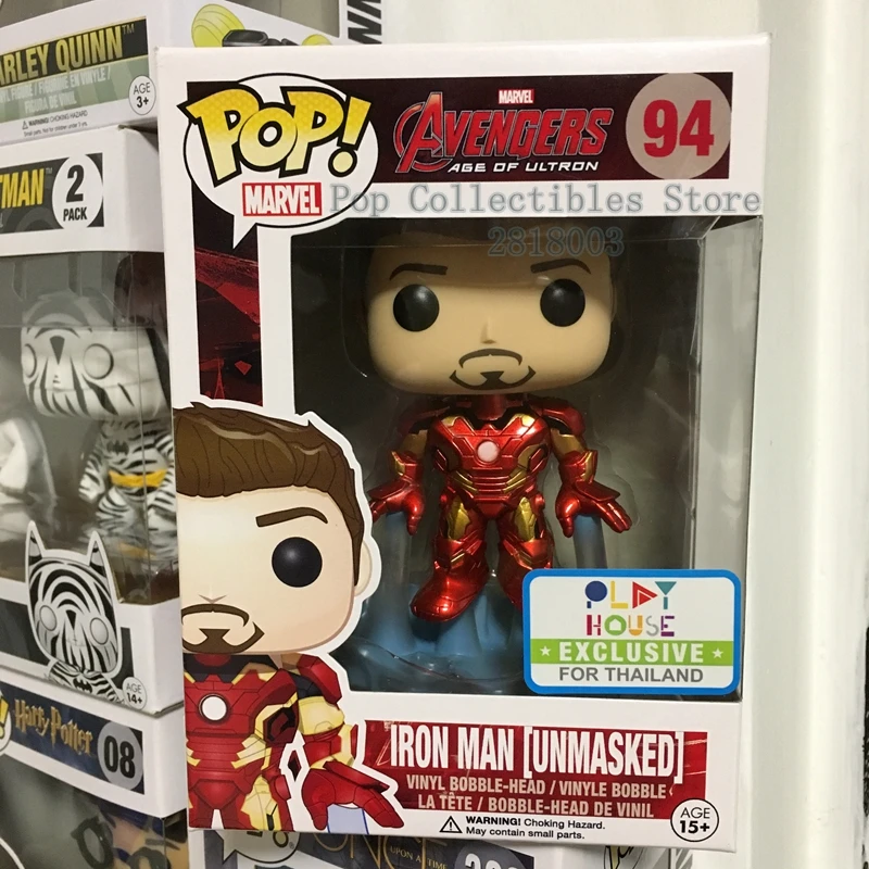 

Exclusive Funko pop Official Marvel: Avengers 2 - Unmasked Iron Man Vinyl Action Figure Collectible Model Toy with Original Box