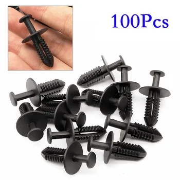 

New Useful 100Pcs/lot Universal Auto Fastener fit 6mm Hole Nylon Car Clips Fender Bumper Shield Retainer Plastic Rivet