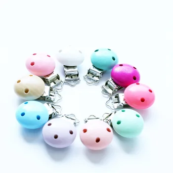 

2 Pcs Baby Pacifier Clip Macaron Color Clips Baby Nipple Clasps Holder Wooden Teether Teething Accessories DIY