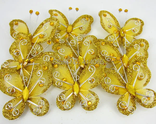 free shipping 20pcs gold organza wire rhinestone butterfly wedding decorations for scrapbookchina mainland - Gold Decorations free shipping 20pcs gold organza wire rhinestone butterfly wedding decorations for scrapbookchina mainland - Gold Decorations
