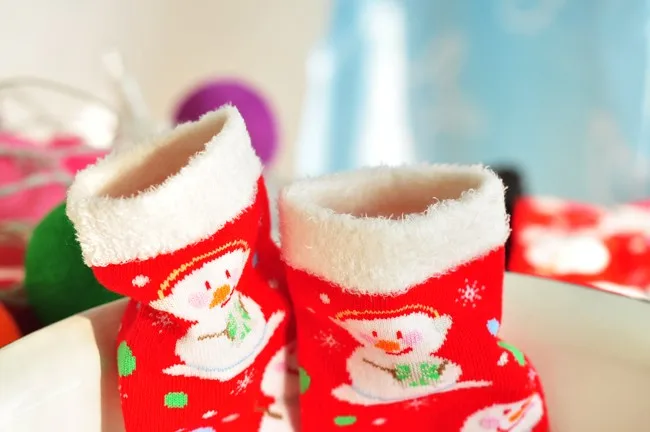 Женские Носки жаккардовые хлопковые рождественские носки перо пряжи граничит Снеговик Носки