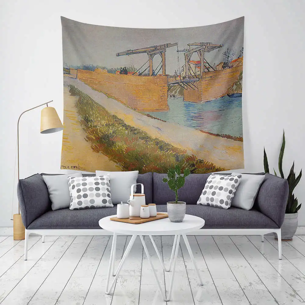 Hippie Nature Oil Paint Printed Decorative Wmacrame Wall Hanging Tapestry Table Cover Beach Picnic Boho Decor Mandala Tapestry