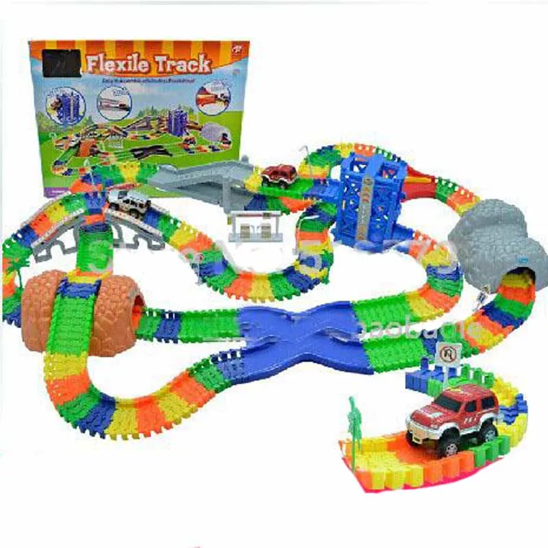 

Train Electric Diy Racing Track Roller Coaster Track Kid Electric Train Car Flexible Track Twist Racetrack Railway Toy For Boy