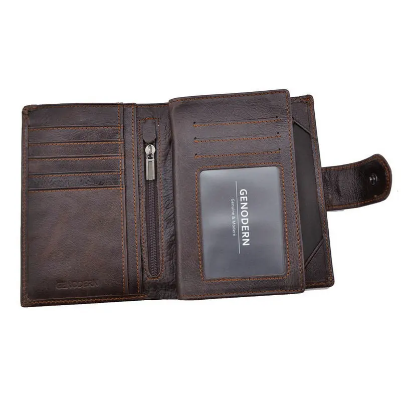Leather Wallet Men's Passport Cover Wallet Large Capacity Passport Holder Coin Purse Organizer Wallets Card Holder