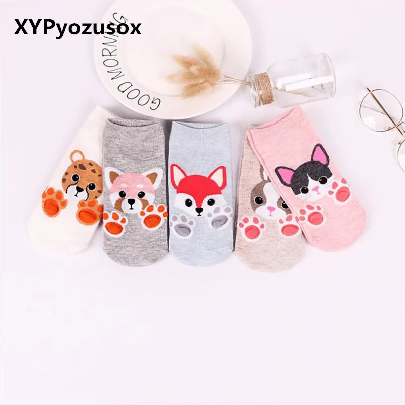 Kawaii Cartoon Animal Socks Short 3D Cat Claws Fox Cute Female Boat Socks Fox Dog Tiger Low Cut Ankle Socks For Women Girl