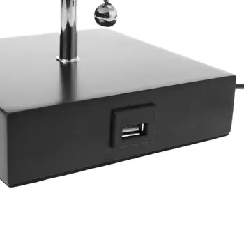 

Wood Base Fabric Shade Bedside Table Lamp With USB Port & Pull Switch Modern Design