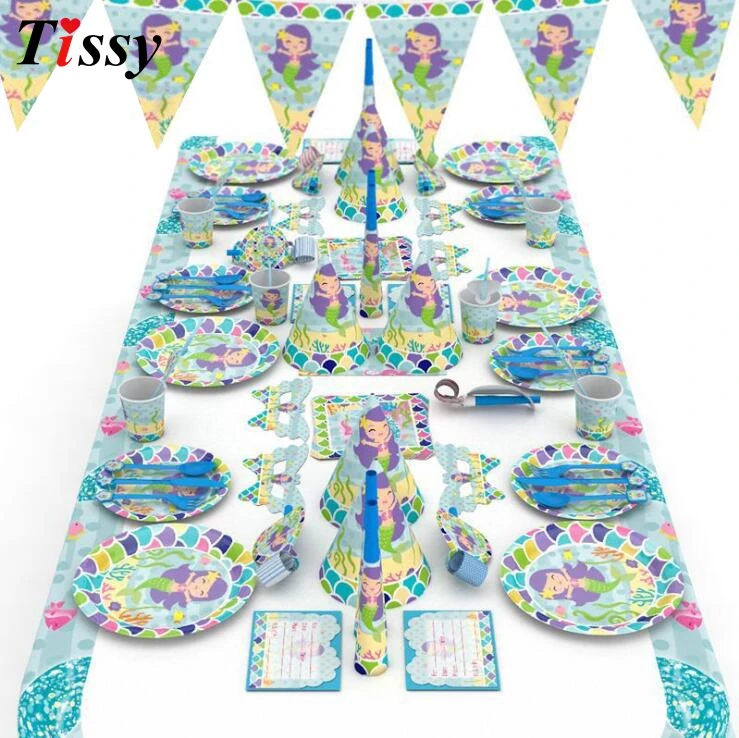 Mermaid Series Disposable Tableware Set Table Decoration Paper Straws/Cup/ Plate Kid Gift For Wedding/Birthday/Party Supplies Mermaid Series Disposable Tableware Set Table Decoration Paper Straws/Cup/ Plate Kid Gift For Wedding/Birthday/Party Supplies