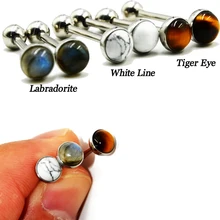 1 шт. хирургическая сталь Лабрадорит Кольцо с тигровым глазом белая линия камень штанга для языка кольцо пирсинг ювелирные изделия