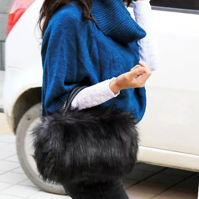 Rabbit Fur Women Messenger Bags Leather Luxury Handbags