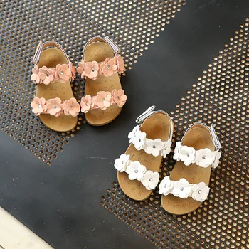 

Children Fashion Flower Sandals For Girl Little Kids Shoes Girl Summer Soft Leather Beach Sandal Baby Pink Beach Flat Sandals