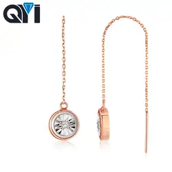 QYI 18-каратного розового золота обручальные серьги для Для женщин серьги с натуральными камнями изысканное украшение на свадьбу Подарки