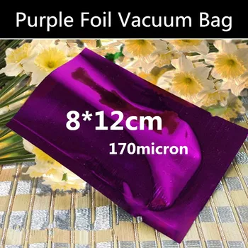 

Wholesale 200pcs 8cmx12cm 170micron 3-side Pueple Hot Sealing Foil Bag Small Vacuum Packaging Bag