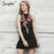 Simplee Flower embroidery women dress Sleeveless halter evening sexy dress Winter new pleated backless party short dresses