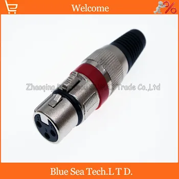 

10 PCS Audio MIC Connector XLR 3 Pin female J3P XLR KTV Microphone plug,Red ring color type