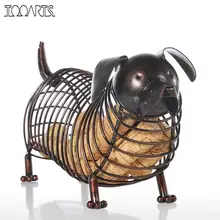 Tooarts Metal Animal Figurines Dachshund Wine Cork Container Modern Artificial Iron Craft Home Decoration Accessories Gift