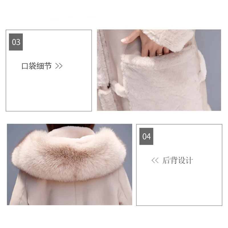 Большой размер, зимняя куртка, пальто для женщин, длинная куртка из искусственной кожи, Женская утолщенная теплая овечья шерсть, пальто для женщин с капюшоном, пальто из искусственного меха