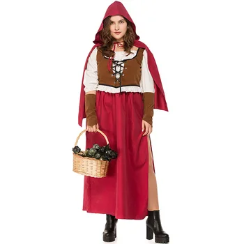 

Adult Womens Plus Size Classic Red Ridding Hood Fairytale Storybook Character Halloween Party Costume