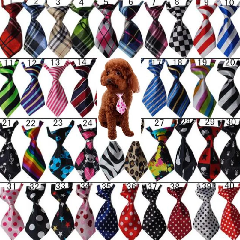 

50PC/Lot Handmade Dog Ties Adjustable Pet Cat Dog Neckties Dog Grooming Supplies 40Colors