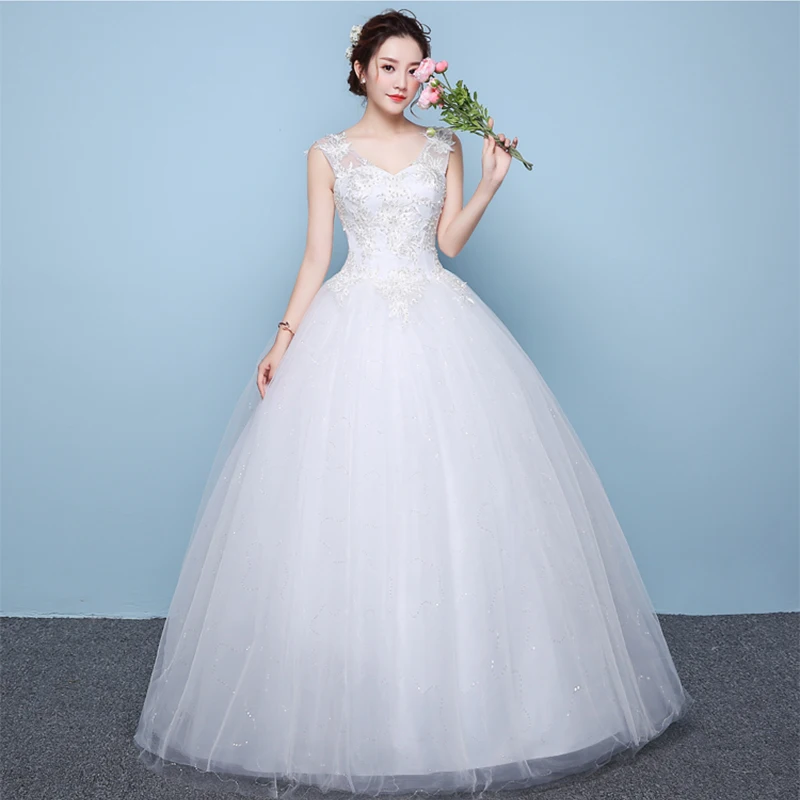 

Fansmile Real Photo Vintage Lace Up Ball Wedding Dresses 2019 Vestido de Novia Customized Plus Size Bridal Gowns FSM-353F