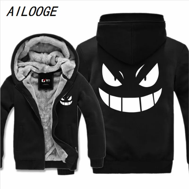 

AILOOGE 2017 New Hot Gengar Pokemon Go Grimace Hoodies Sweatshirt Men Casual Male Jackets Hoody Cloak Shawl Men Cloth Warm