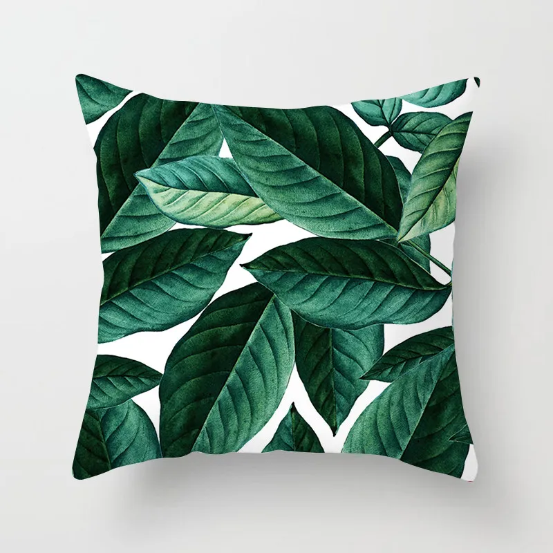 Fuwatacchi Green Cactus Cushion Cover Tropical Plant Pillow Cover for Home Chair Sofa Decorative Pillows Birds Pillowcases