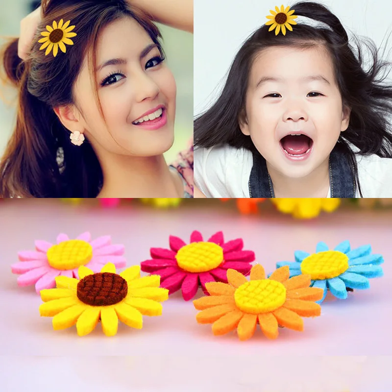 

2017 New Fashion Kids Hairclip Sun Flower Barrettes Lady Hairpin Floral Hairgrips Hair Accessories For Women Clip Girl Headwear