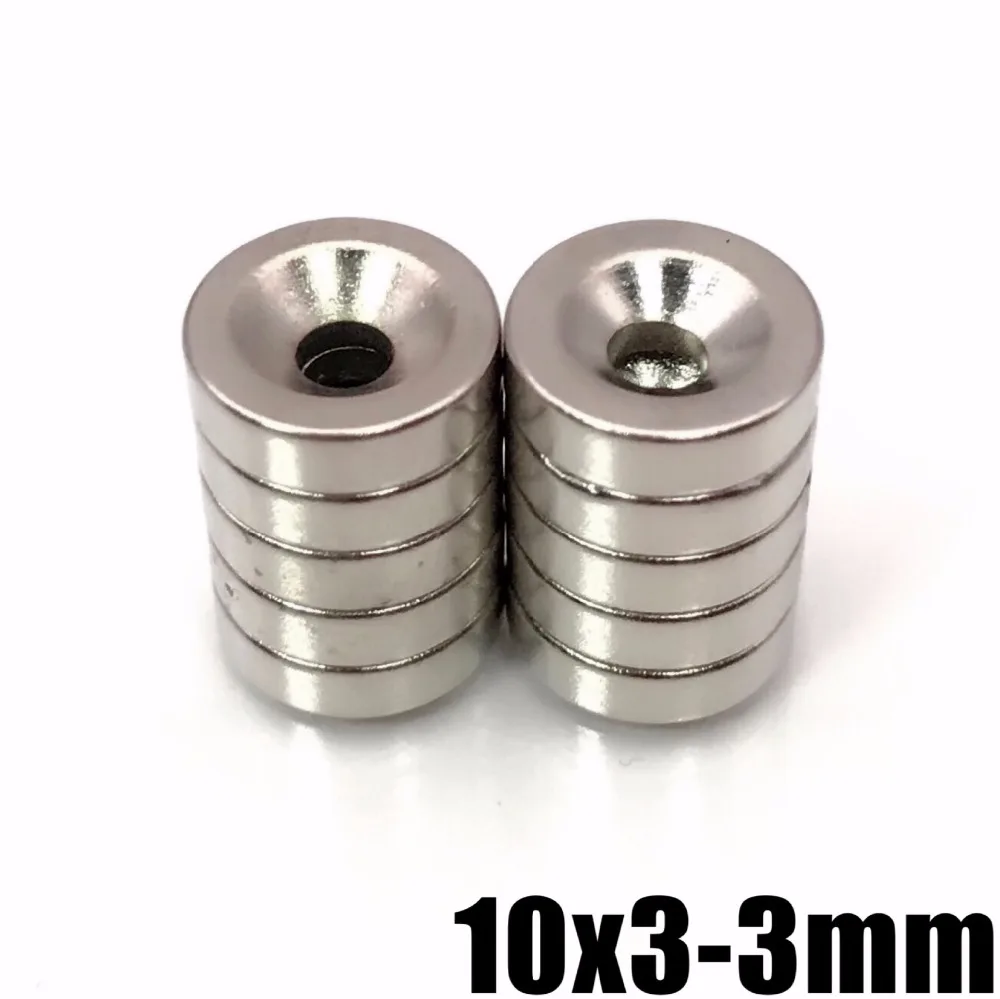 10 шт. N52 неодимовое магнитное кольцо 10x3 мм с отверстием 3 мм маленький круглый супер мощный сильный магнитный для ремесла галлия Металл 10*3-3
