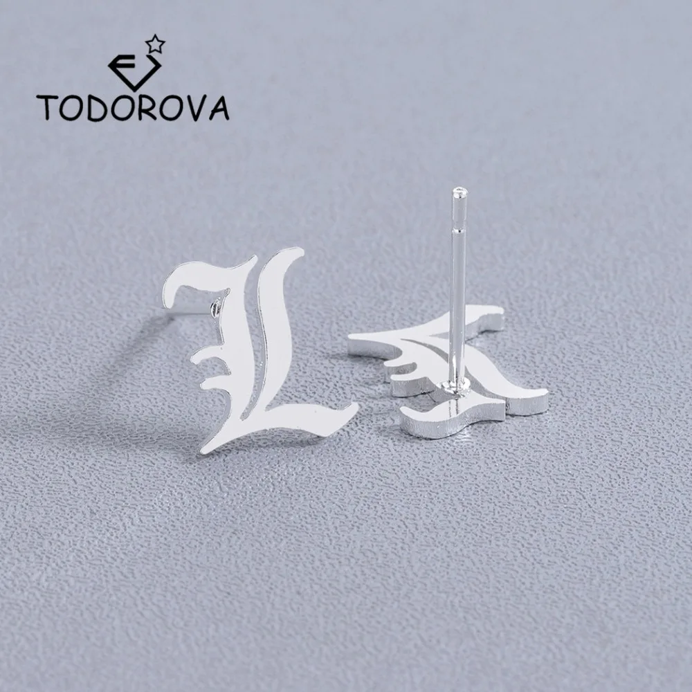 

Todorova Rose Gold Stainless Steel Earrings L Alphabet Stud Earrings for Kids Girls Minimalist Jewelry Women Accessories