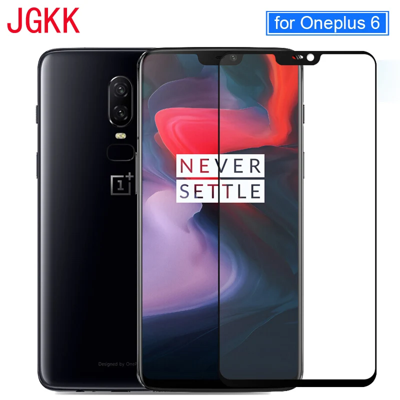 

Original JGKK 3D Cold Carving Full Cover Tempered Glass For OnePlus 6 9H Curved Edge Screen Protector For OnePlus 6 Glass