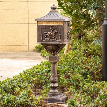 

European retro creative newspaper box outdoor decoration cast aluminum postbox outdoor mailbox inbox