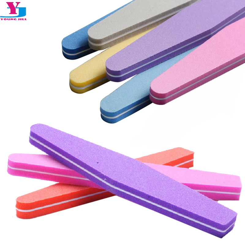50Pcs Double Side Sanding Washable Sponge 100/180 Nail Buffers Files Salon Manicure Set UV Gel