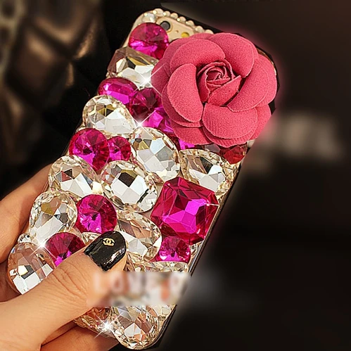 Хит продаж большой цветок DIY ошейник украшенный фальшивыми алмазами Bling Fundas чехол