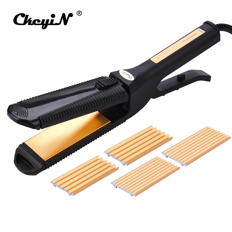 

CkeyiN 3 in 1 Interchangeable Hair Styling Tool Straightener Corrugated Electric Hair Curler Corn Perm Splint Wave Hair Crimper