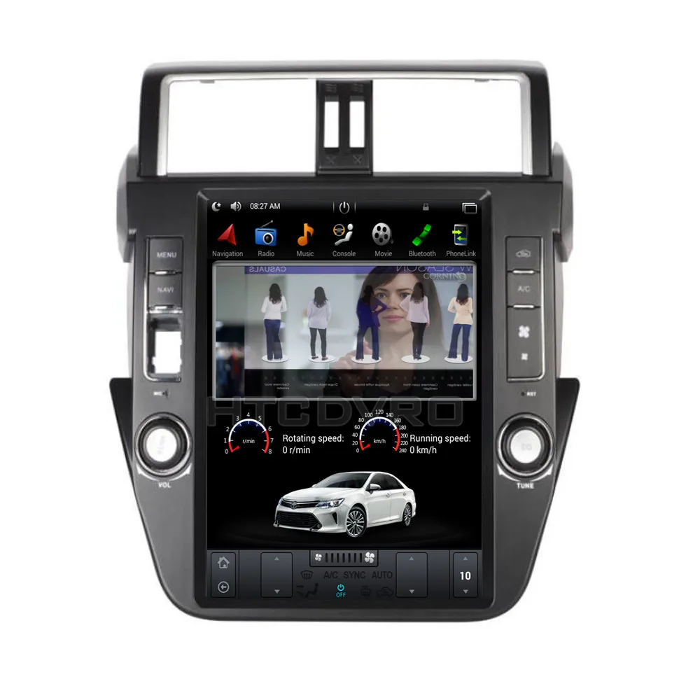 Top YMODVHT 12.1inch Telsa Vertical Screen Quad Core Android 7.1 2GB RAM Car DVD GPS for Toyota Prado/LC150/Prado150 2010-2013 2014- 20