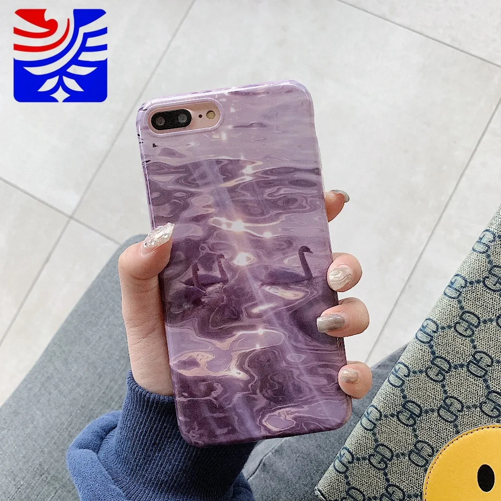 PEIPENG Romantic luxury Lake swan soft shell  For iPhone 7 7Plus 6 6S 6Plus 8 8Plus X XR XS Max Fashion girl TPU Anti-fall Case06
