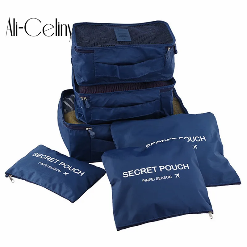 6pcs set fashion zipper waterproof polyester and luggage travel bags packing 6pcs set fashion zipper waterproof polyester and luggage travel bags packing