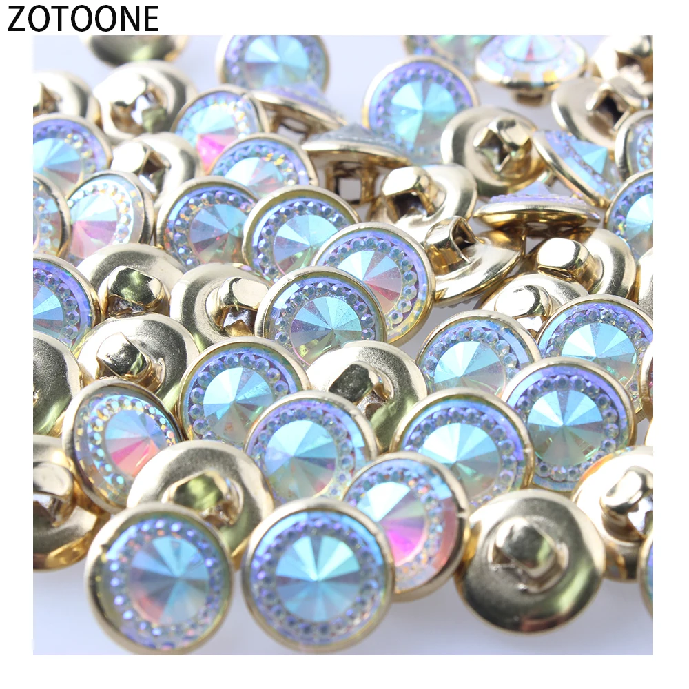 ZOTOONE 50pcs/lot Diamonds Round Shape Metal Buttons for Garment Hat Sewing Accessories DIY