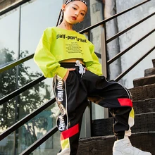 Танцевальный костюм в стиле хип-хоп; джазовые костюмы для девочек; одежда для уличных танцев; детское платье для сцены; DQS1043