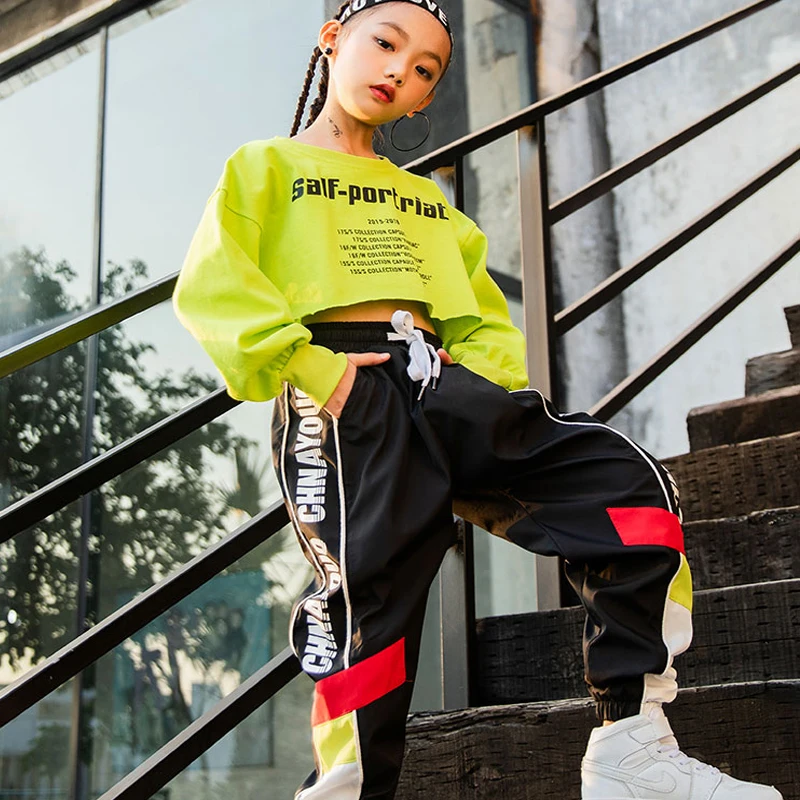 

Hip Hop Dance Costume Girls Jazz Costumes Street Dance Clothing Children Performance Kids Stage Show Dress Outfit DQS1043