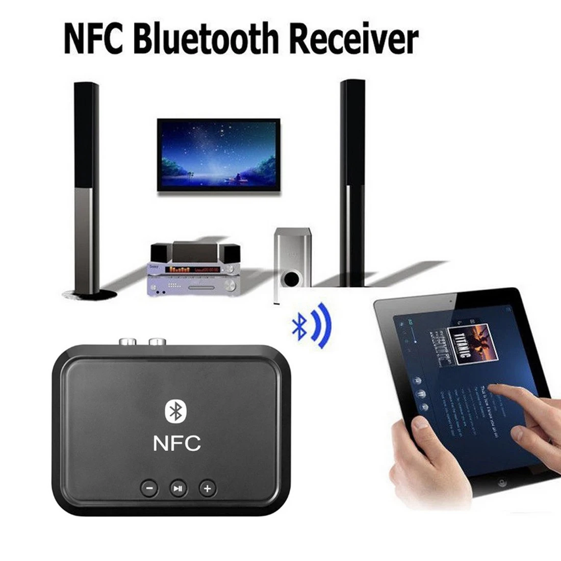 

Bluetooth Receiver 4.1 Stereo Amplifier to Wireless Lossless Adapter Bluetooth NFC Function High Fidelity For PC Moblie Phone