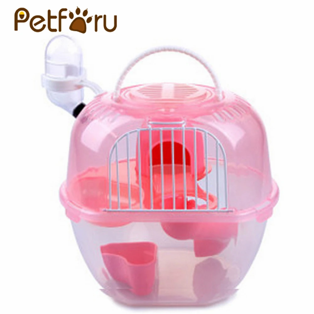 

Petforu Portable Apple Shape Double-deck Plastic Hamster Cage Outdoor Creative Pet Carring Cage - Color Random